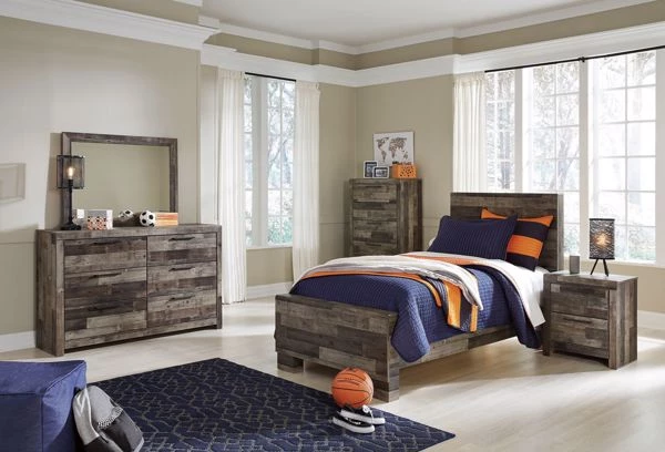 Ashley Derekson Multi Gray Twin Bed W/ Dresser & Mirror Bedroom 1 Ashley Derekson Multi Gray Twin Bed W/ Dresser & Mirror Bedroom