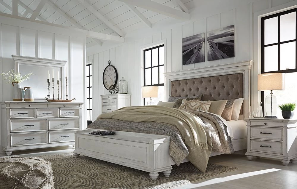 Ashley Kanwyn King Storage Bed W/ Dresser Mirror & Nightstand Bedroom 1 Ashley Kanwyn King Storage Bed W/ Dresser Mirror & Nightstand Bedroom