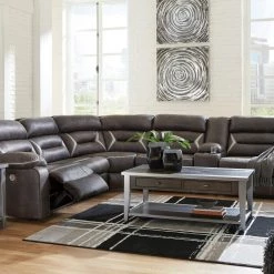 Ashley Owosso 4-Piece Power Sectional - Midnight