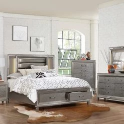 Ashley Tamsin Champagne Gray King Bedroom Set King Beds