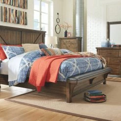 Ashley Bedroom Lakeleigh Brown King Bed W/ Dresser Mirror & Nightstand