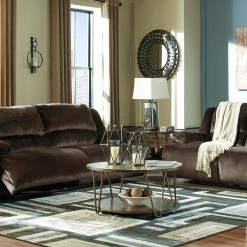 Ashley Clonmel Chocolate Reclining Sofa And Reclining Loveseat Living Room