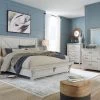 Ashley Brashland Linen Queen Bed W/ Dresser Mirror & Nightstand Bedroom