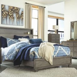 Ashley Arnett Gray King Bed W/ Dresser Mirror & Nightstand