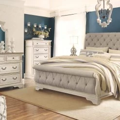 Ashley Realyn Two-tone Queen Sleigh Bed W/ Dresser Mirror & Nightstand Bedroom