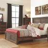 Ashley Quinden Dark Brown Queen Bed W/ Dresser & Mirror