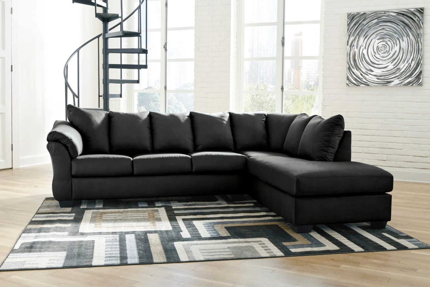 Ashley Darcy Black 2PC Sectional Living Room 1 Ashley Darcy Black 2PC Sectional Living Room