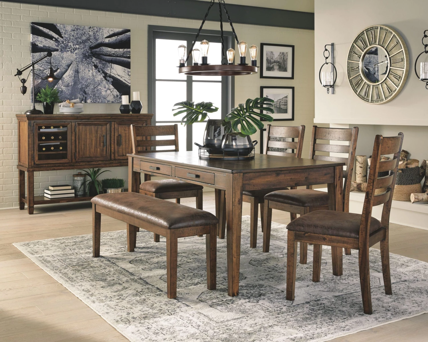 Ashley Royard Table 4 Side Chairs & Bench 1 Ashley Royard Table 4 Side Chairs & Bench