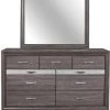 Global Seville Malamine Gray Dresser With Mirror Dressers