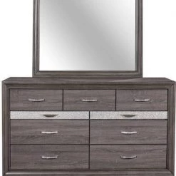 Global Seville Malamine Gray Dresser With Mirror Dressers