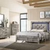 Lifestyle Rosrin Queen Grey Bed And Dresser With Mirror, Nightstand Bedroom
