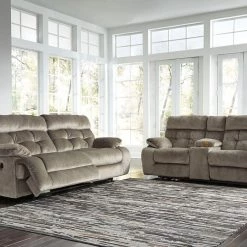 Ashley Living Room Brassville Greystone Recl. Sofa & Recl. Loveseat