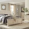 Ashley Bolanburg Antique White Queen Louvered Bed W/ Dresser Mirror & Nightstand Bedroom