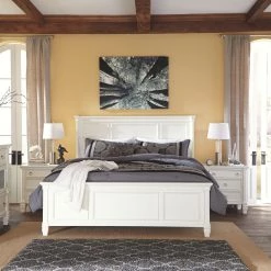 Ashley Bedroom Prentice Queen Panel Bed W/ Dresser Mirror & Nightstand