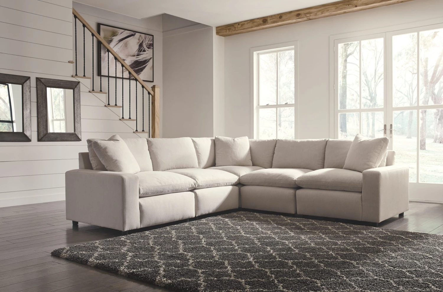 Ashley Savesto Ivory 5-Piece Sectional Living Room 1 Ashley Savesto Ivory 5-Piece Sectional Living Room