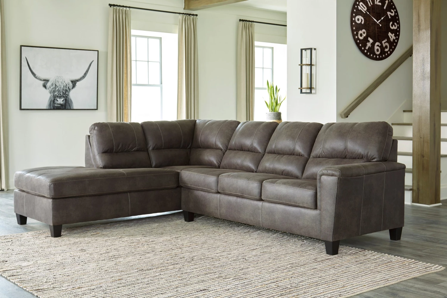 Ashley Navi 2-Piece RAF Sleeper Sofa - Mushroom 1 Ashley Navi 2-Piece RAF Sleeper Sofa - Mushroom
