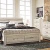 Ashley Queen Beds Bellaby Whitewash Queen Bed With Dresser Mirror & Nightstand