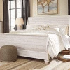 Ashley Bedroom Sets Willowton Whitewash King Sleigh Bed With Dresser & Mirror
