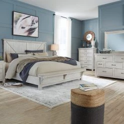 Ashley Brashland Linen Queen Bed With Dresser & Mirror