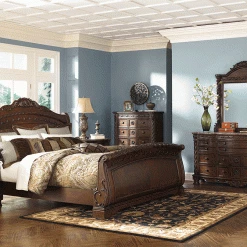 Ashley North Shore Queen Sleigh Bed With Dresser & Mirror & 2 Nightstands Bedroom Sets