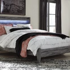 Ashley Beds Baystorm King LED Bed With 2 Drawers - Gray