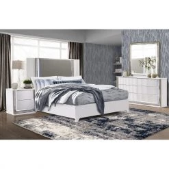 Global Aspen White King Bed With LED Headboard W/ Dresser & Mirror King Beds