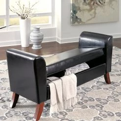 Ashley Benches Brown Upholstered Storage Bench