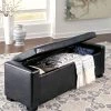 Ashley Benches Black Upholstered Storage Bench