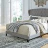 Ashley Vintasso King Upholstered Button Tufted Headboard, Footboard, Roll Slats -Gray
