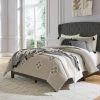 Ashley Vintasso King Upholstered Button Tufted Headboard, Footboard, Roll Slats -Charcoal