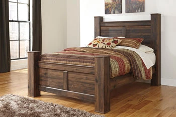 Ashley Quinden King Poster Bed - Dark - Brown 1 Ashley Quinden King Poster Bed - Dark - Brown