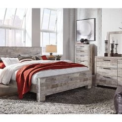 Ashley Effie Whitewash King Bed W/ Dresser & Mirror