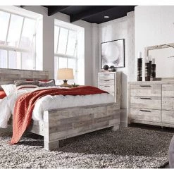 Ashley Effie Whitewash Queen Bed W/ Dresser Mirror & Nightstand