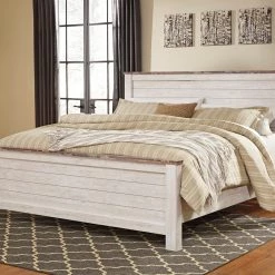 Ashley Beds Willowton King Panel Bed - Whitewash