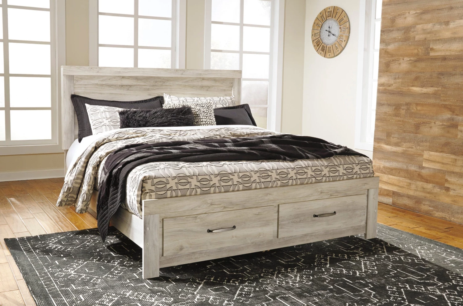 Ashley Bellaby King Storage Bed - Whitewash Beds 1 Ashley Bellaby King Storage Bed - Whitewash Beds