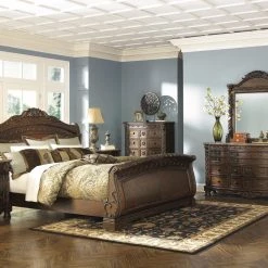 Ashley North Shore Dark Brown King Sleigh Bedroom Set