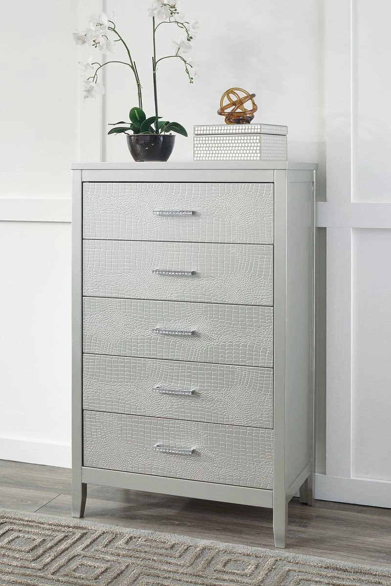 Ashley Olivet Silver Five Drawer Chest 1 Ashley Olivet Silver Five Drawer Chest