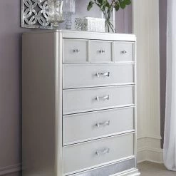 Ashley Coralayne Silver Five Drawer Chest Bedroom