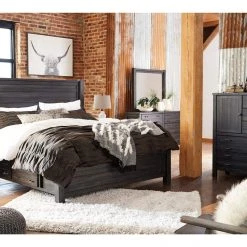 Ashley Dining Room Baylow Black King Bed With Dresser Mirror & Nightstand