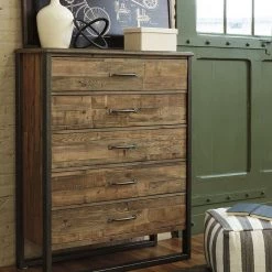 Ashley Sommerford Brown Five Drawer Chest Bedroom
