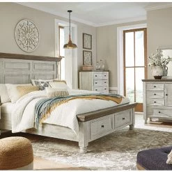 Ashley HavalanceTwo-tone Queen Bed W/ Dresser Mirror & Night Stand