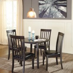 Ashley Dining Room Hammis Dark Brown Round Drop Leaf Table And Chairs