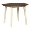 Ashley Woodanville Cream/Brown Round DRM Drop Leaf Table Dining Room