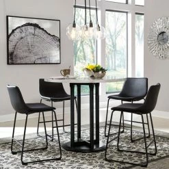 Ashley Centiar Table & 4 Barstools Black Dining Room