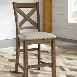 Ashley Moriville Gray Upholstered Barstool