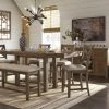 Ashley Dining Room Moriville Table 4 Barstools Double Upholsteredolestered Bench & Server
