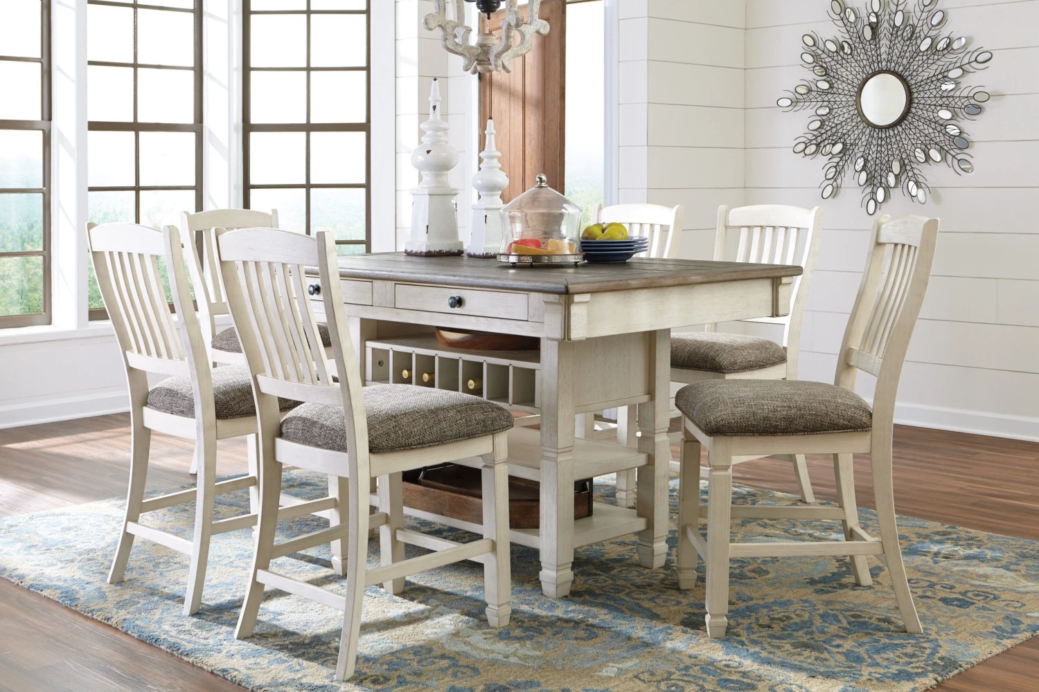 Ashley Dining Room Bolanburg Antique White Pub Table And 4 Barstools 1 Ashley Dining Room Bolanburg Antique White Pub Table And 4 Barstools