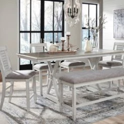 Ashley Teganville Pub Table 4 Barstools & Double UPH Bench