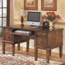 Ashley Office Hamlyn Wood, Brown Storage Leg Desk