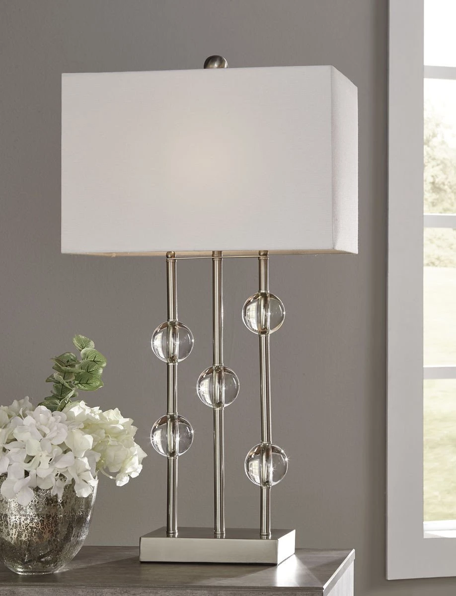 Ashley Jaala Clear/Silver Finish Metal Lamp Accents 1 Ashley Jaala Clear/Silver Finish Metal Lamp Accents